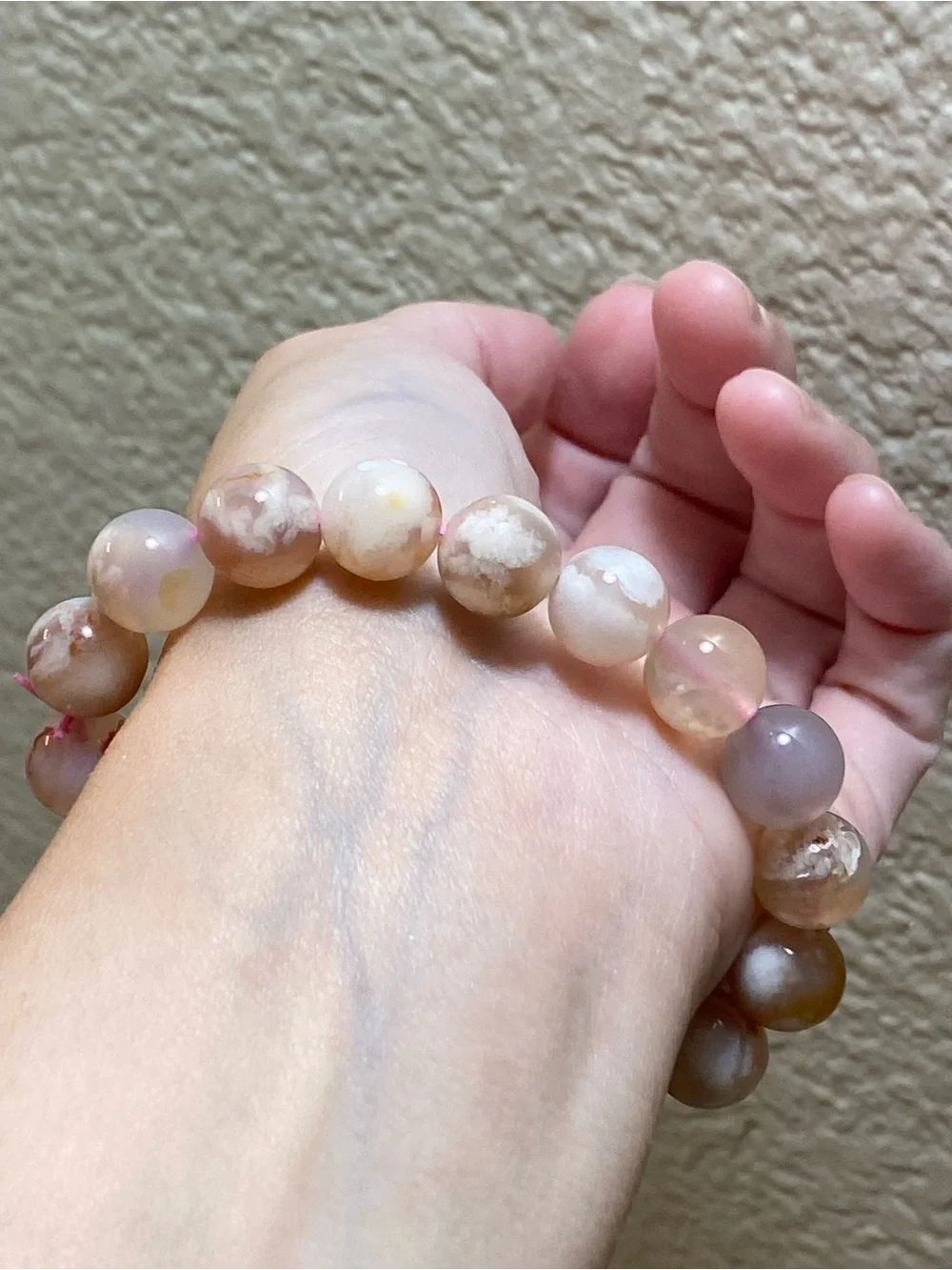 Natural Flower Agate Stretch Bracelet – 11.1mm Beads